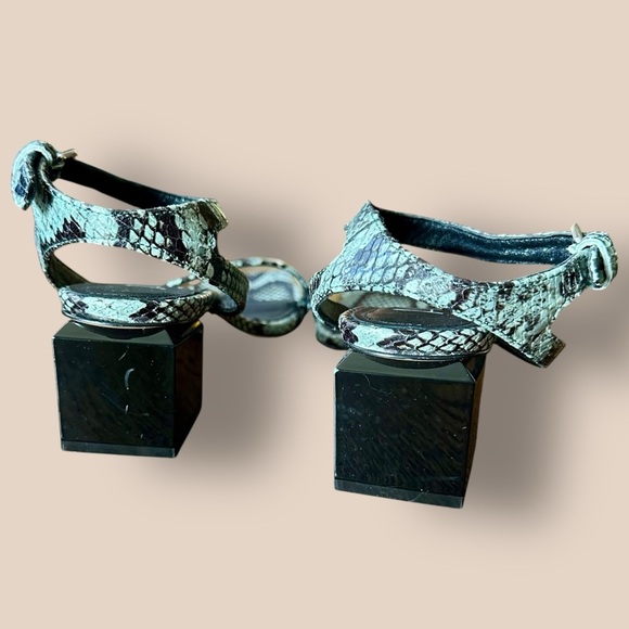 NWOT AGL Attilio Giusti Leombruni ‘Angie’ Sandal with Cube Heel in Green Snake 6 - Picture 9 of 13